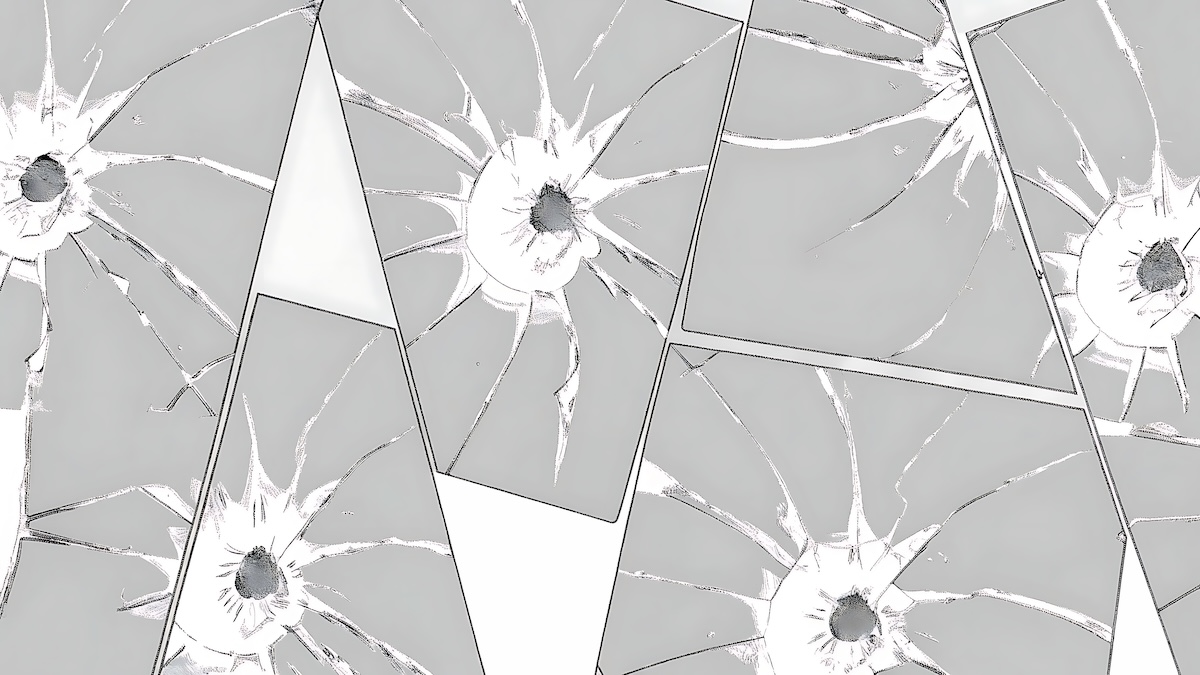 An illustration of broken glass, illustrating breaking the cycle of trauma