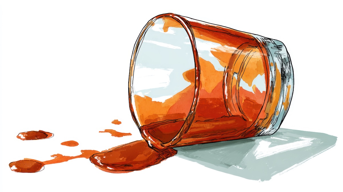 Illustration of a spilled drink, illustrating substances that trigger trauma responses in women