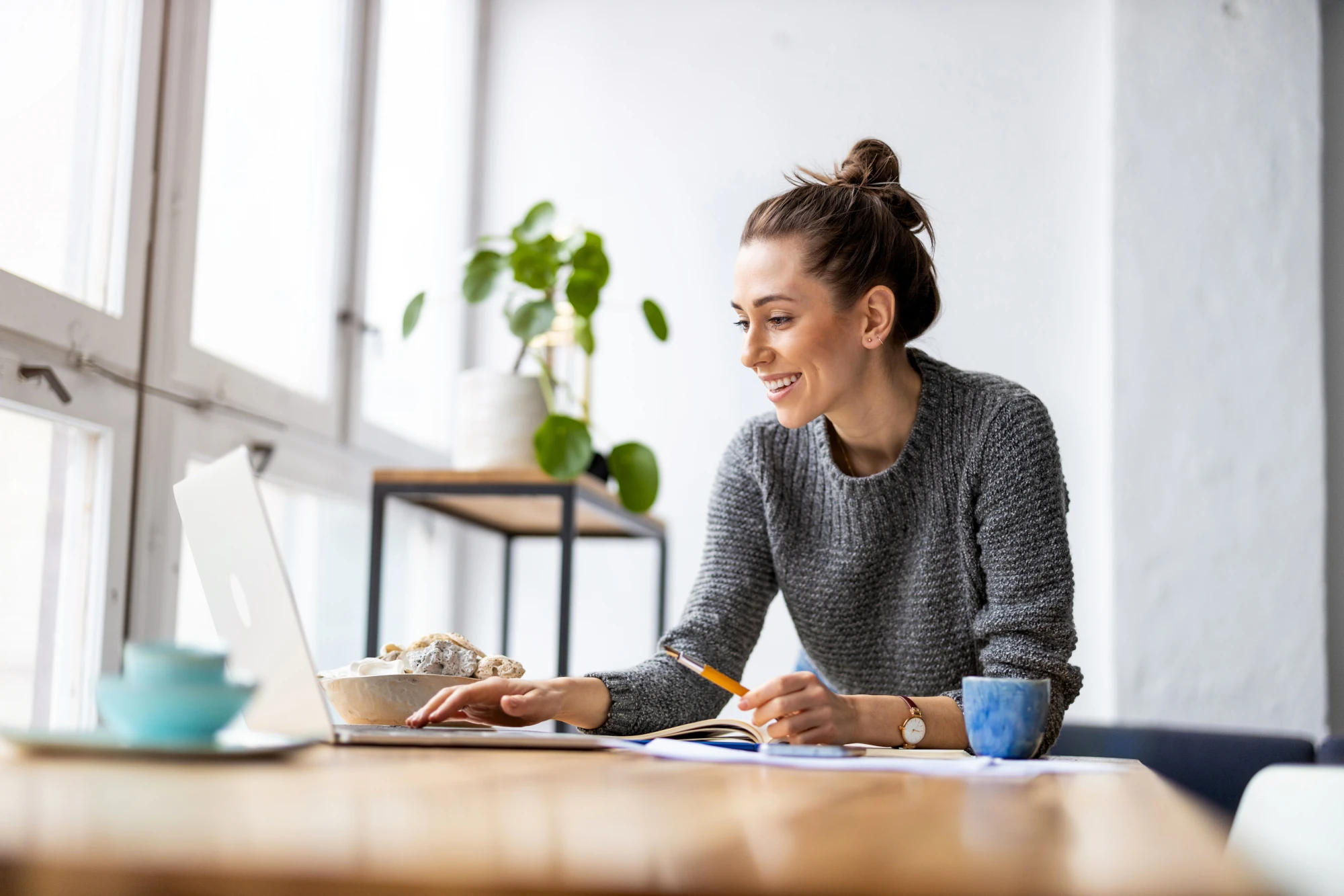 Woman reviewing information about EMDR therapy for anxiety